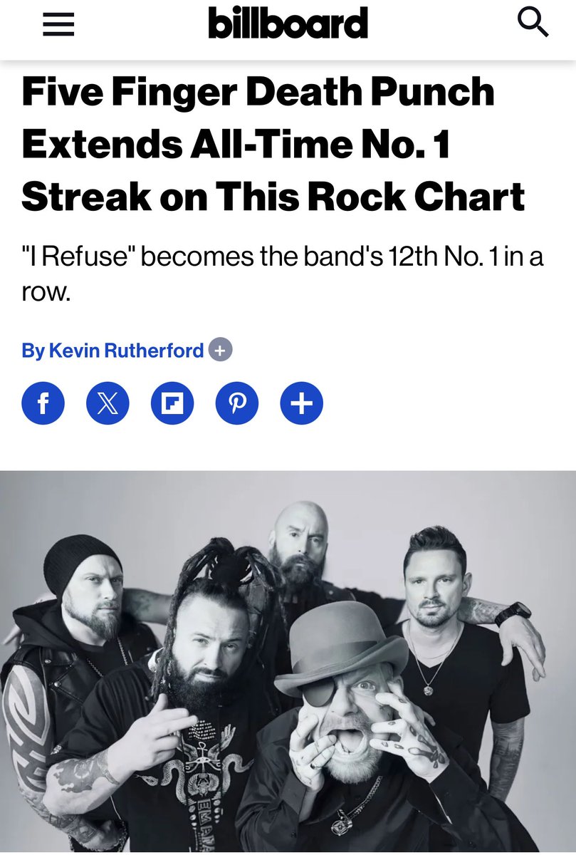 Incredible ! 🙌 Death Punch fans for another win 🏆 

billboard.com/music/chart-be…