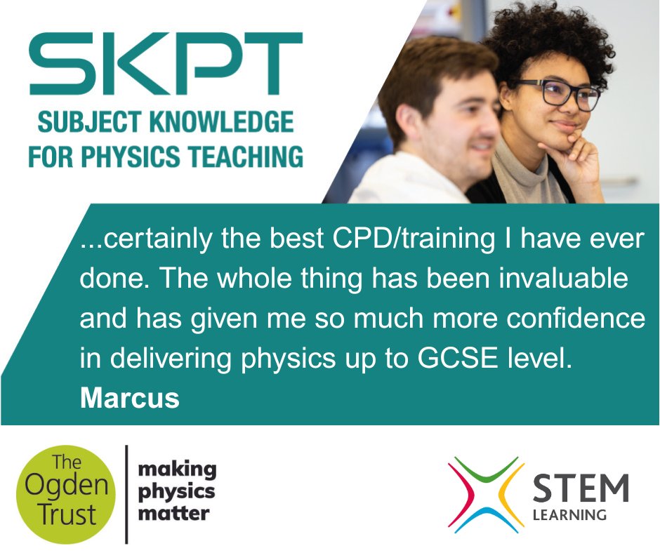 ogdentrust's tweet image. Teaching KS3/4 physics out of specialism next year?
Lose the physics fear 💥get your CPD sorted now and enjoy your summer!
Free blended learning CPD with school subsidies on completion - dates, details and booking @STEMLearningUK
loom.ly/OlTEmjM