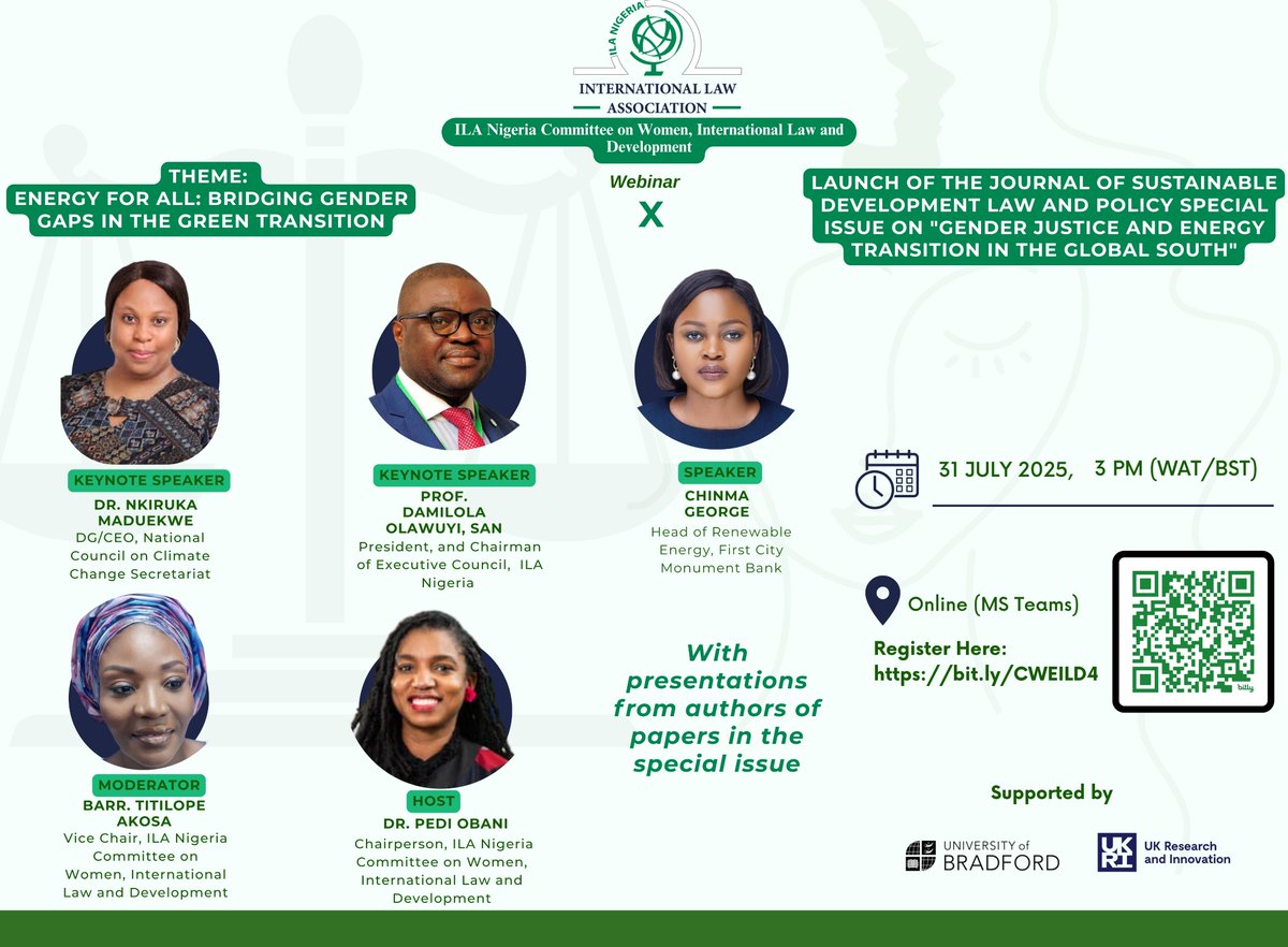 ‼️ Have you registered for our webinar?

On 31 July 2025, we will host a conversation titled ‘Energy for All: Bridging Gender Gaps in the Green Transition’. Here are the details:

Time 🕒: 3 PM WAT/BST
Registration Link🔗 bit.ly/CWEILD4