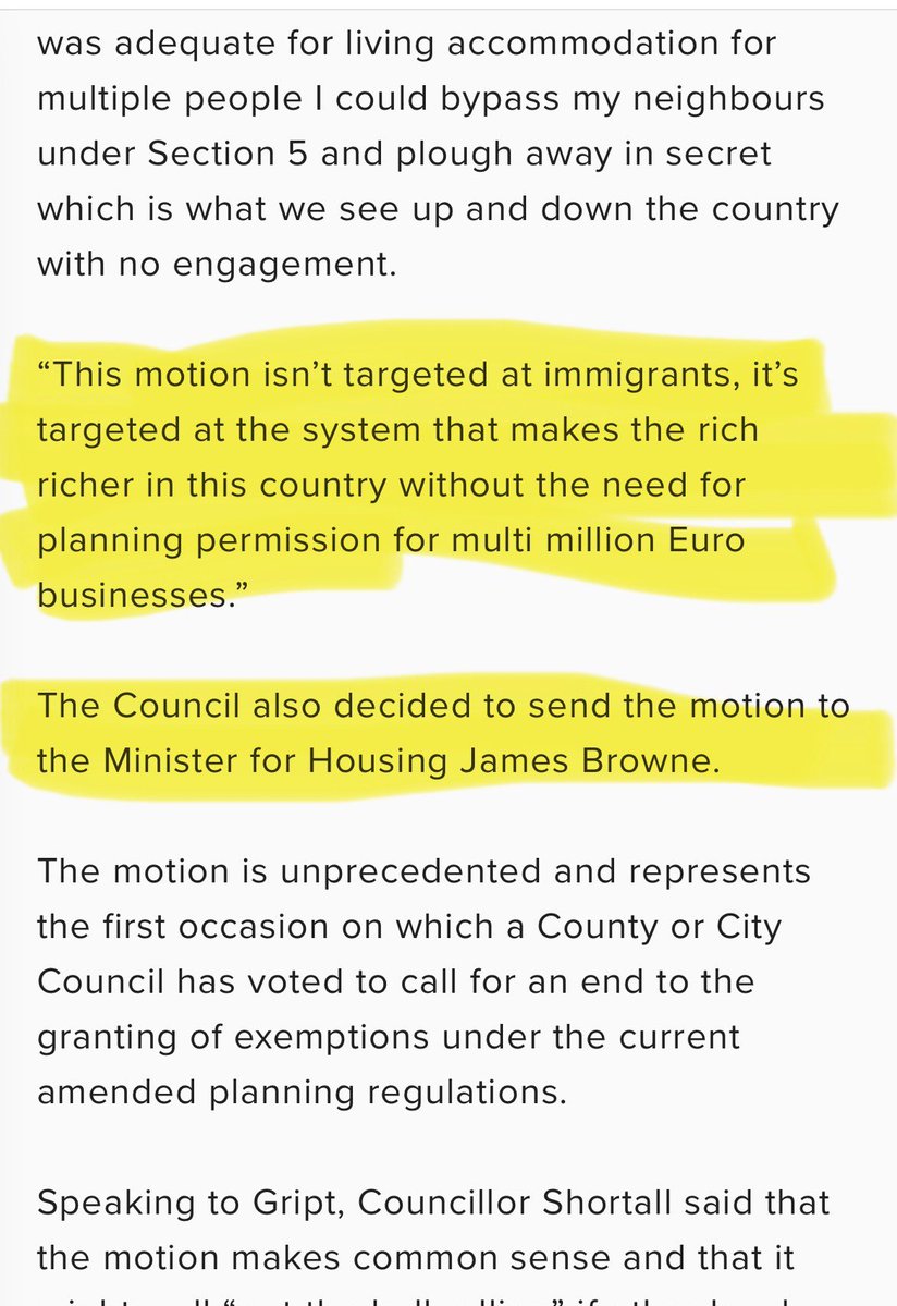 Nick Delehanty (@nick_delehanty) on Twitter photo 🚨 THIS IS BIG 🚨
Kilkenny County Council just unanimously called for an end to planning exemptions for IPAS.
This is unprecedented.
The motion was proposed by independent <a href="/MauriceSCHP/">Maurice Shortall</a> but has gotten cross party support.
And it makes total sense. IPAS centres are multi 🚨 THIS IS BIG 🚨
Kilkenny County Council just unanimously called for an end to planning exemptions for IPAS.
This is unprecedented.
The motion was proposed by independent <a href="/MauriceSCHP/">Maurice Shortall</a> but has gotten cross party support.
And it makes total sense. IPAS centres are multi