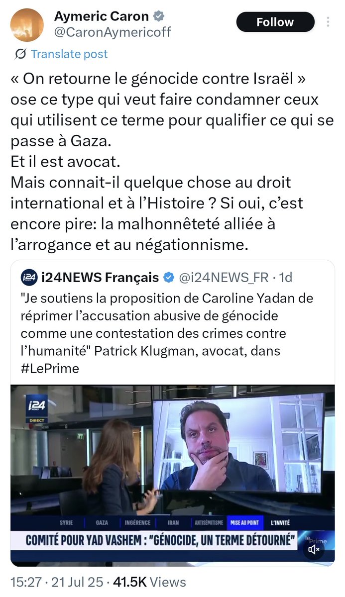 MelanieLacide's tweet photo. "Connait-il quelque chose au DI et à l'Histoire?"
Dans son infinie arrogance, @CaronAymericoff feint d'oublier que @PKlugman est un brillant avocat et le président de @YadVashemFr
Tout le monde n'a pas la chance d'être un médiocre chroniqueur télé recyclé en député.
#Caronnade https://t.co/iAT2rRfL3C