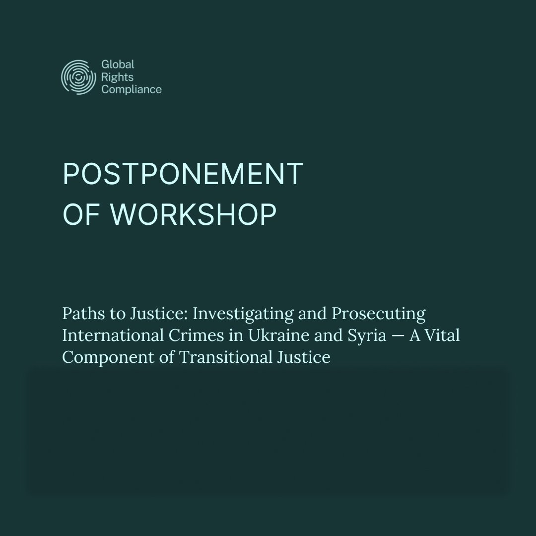 GRC_HumanRights's tweet image. The 30–31 July 2025 workshop in The Hague has been postponed to ensure broader, more representative participation, especially as Syrian transitional justice efforts take shape. The decision also reflects current priorities on the ground around civil stability and security.