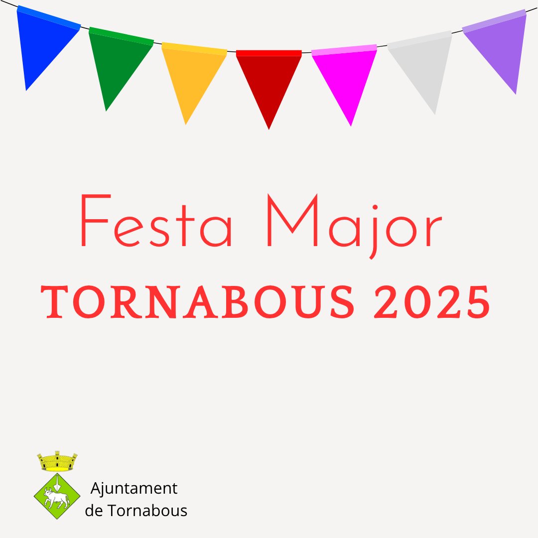 🔊Comencem a preparar la Festa Major del Roser 2025!
➡️Convoquem una reunió informativa oberta a tothom que vulgui col·laborar, fer propostes o simplement donar un cop de mà.
📍Sala Salvador Seguí 
🗓️Dimecres 23 de juliol
⏰21.00 hores 
Regidoria de Cultura
#municipidetornabous