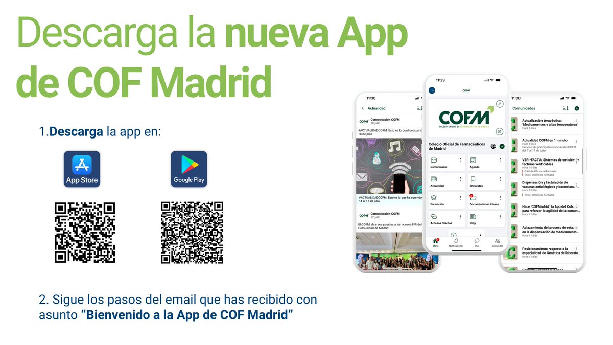 COFMadrid's tweet image. ¡Ya son más de 2.000 los colegiados que han descargado la #AppCOFMadrid! Si aún no lo has hecho, descárgala, porque tendrás toda la información que necesitas como profesional. Con un acceso fácil y rápido. ¡En un par de clics encontrarás lo que buscas!
👉🔗bit.ly/46bcdut