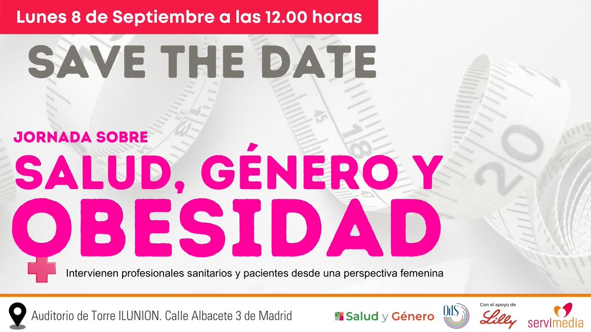 Observatorio de Salud (@odsalud) on Twitter photo 📢 El 8 de septiembre celebramos la jornada 'Salud, Género y Obesidad' en el auditorio de <a href="/Servimedia/">Servimedia</a> (Madrid) junto a <a href="/EstComunicacion/">Estudio de Comunicación</a> con el apoyo de Lilly.
📍 ¡Inscríbete! 👉
servimedia.es/dialogos/salud…
#SaludYGénero #Obesidad #sanidad 📢 El 8 de septiembre celebramos la jornada 'Salud, Género y Obesidad' en el auditorio de <a href="/Servimedia/">Servimedia</a> (Madrid) junto a <a href="/EstComunicacion/">Estudio de Comunicación</a> con el apoyo de Lilly.
📍 ¡Inscríbete! 👉
servimedia.es/dialogos/salud…
#SaludYGénero #Obesidad #sanidad