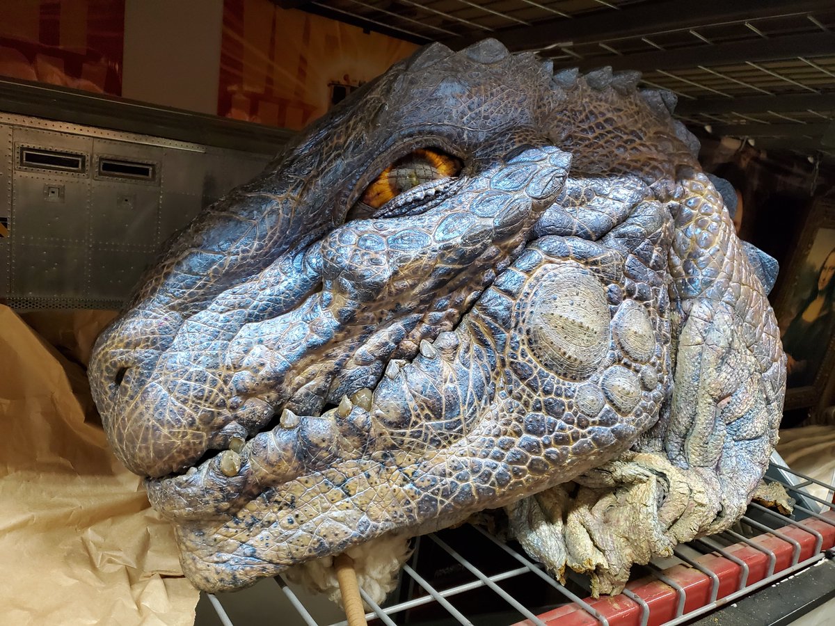 kershed's tweet image. In the Sony Pictures Archive: A full-size baby Zilla head from Godzilla (1998). I'm amazed that this still exists, 27 years later.