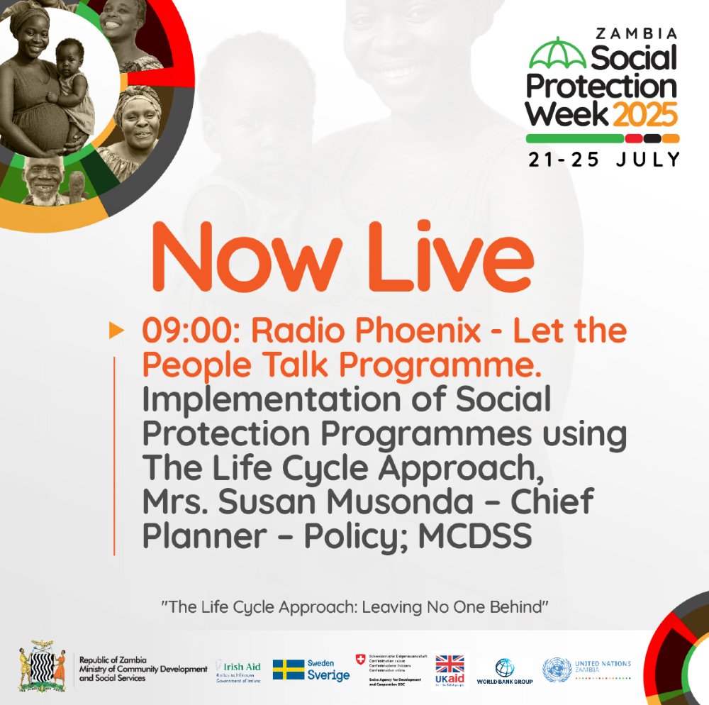 ilolusaka's tweet image. 🗣️NOW LIVE on @phoenixfmzambia - Let the People Talk Programme.
👂Listen into Implementation of Social Protection Programmes using the Life Cycle Approach.
📌Click the link to tune in
f.mtr.cool/odgjskefqm
#ZambiaSocialProtectionWeek2025 #JointheConversation
