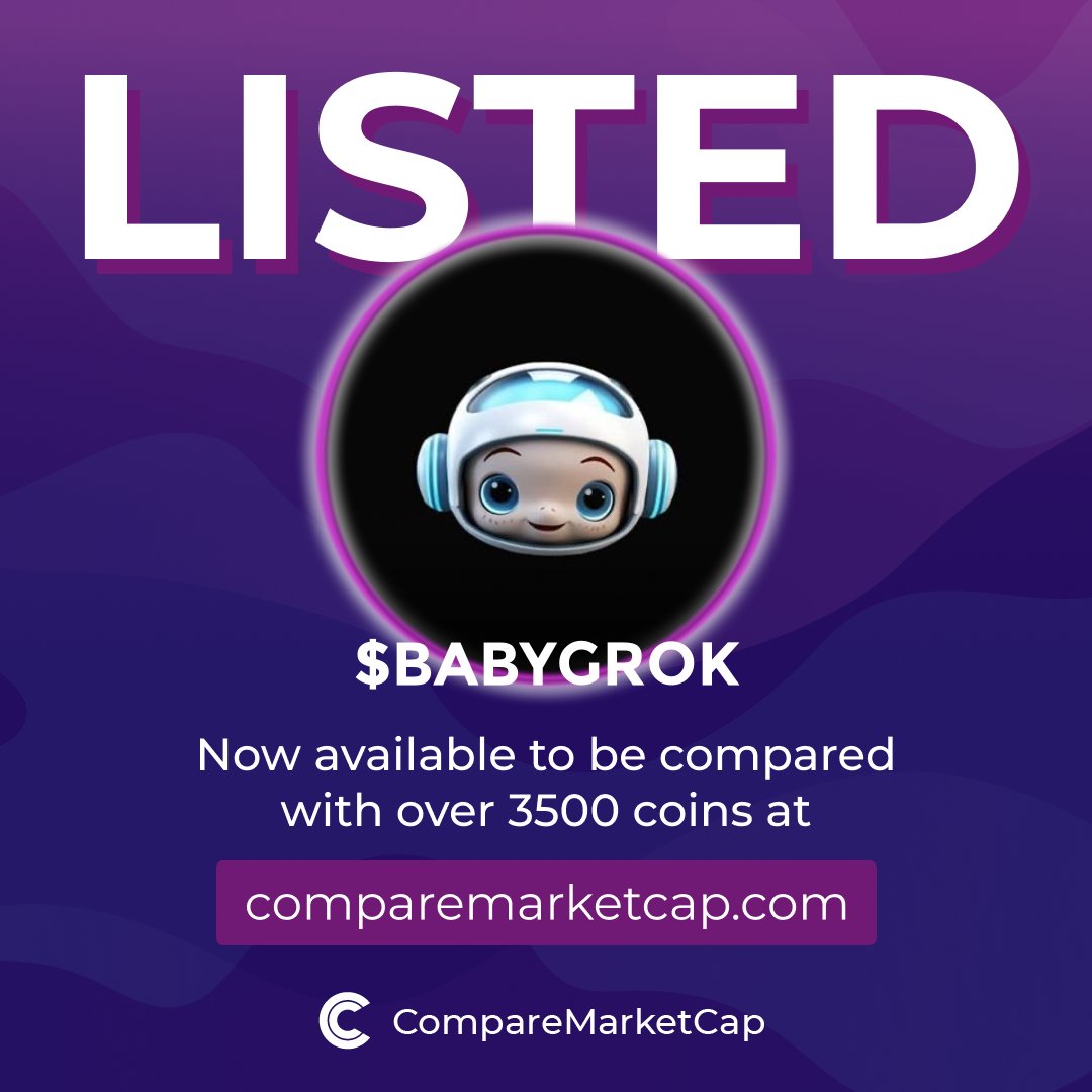 comparemcap's tweet image. #BABYGROK is now listed on comparemarketcap.com/coin/babygrok-…!

📈$6.0M
💸$0.0₇15

Check Baby Grok on:
Website: babygrok.ai
X: @babygrok_bsc
Telegram: t.me/babygrok