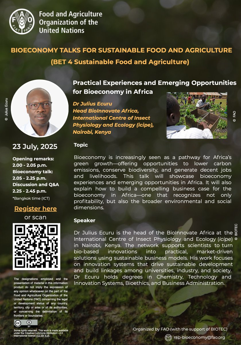 BioInnovate Africa (@bioinnovate) on Twitter photo What does #Africa’s future look like when innovation meets sustainability?
Join us tomorrow for an exciting Bioeconomy Talk (BET) with Dr <a href="/JuliusEcuru/">Julius Ecuru</a> of <a href="/BioInnovate/">BioInnovate Africa</a> Africa at <a href="/icipe/">icipe</a>. He will unpack human-interest stories and emerging opportunities fostering Africa’s sustainable What does #Africa’s future look like when innovation meets sustainability?
Join us tomorrow for an exciting Bioeconomy Talk (BET) with Dr <a href="/JuliusEcuru/">Julius Ecuru</a> of <a href="/BioInnovate/">BioInnovate Africa</a> Africa at <a href="/icipe/">icipe</a>. He will unpack human-interest stories and emerging opportunities fostering Africa’s sustainable