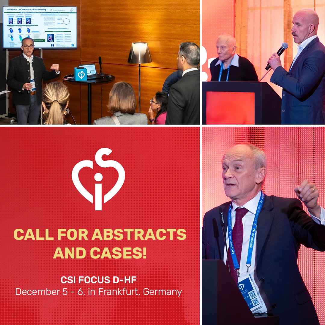 Submit your abstract or case to make your contribution to CSI Focus D-HF (Dec 5 - 6, 2025 | Frankfurt, Germany) – the leading conference in the field of device-based heart failure therapy.
This is your opportunity to share your work with renowned KOLs and colleagues from all over