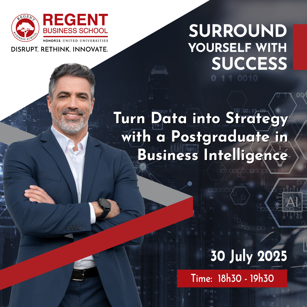 📊 Turn data into strategy with Regent's PGD in Business Intelligence.

🎙️ Featuring Viresh Sahdeo – senior FMCG leader with 25+ years in data, AI &amp; digital transformation.

📅 30 July 2025 | 🕕 18h30
🔗 Register now: link.regent.ac.za/d1
#SurroundYourselfWithSuccess