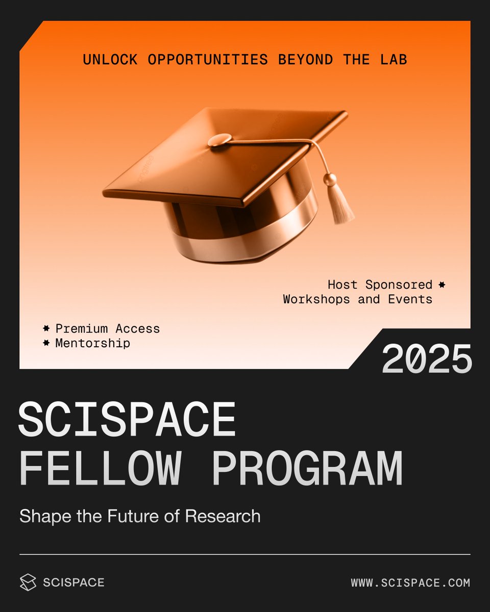 scispace_'s tweet image. 🎓 Looking to grow as a research leader?
Join the SciSpace Fellow Program — Lead Workshops, Connect with a Global Community, and Shape the future of research.
👉 Apply now: bit.ly/4o14gyo