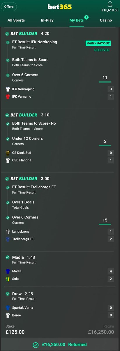 🔥 VIP BET BUILDER WIN! 🔥
💷 Stake: £125
💰 Return: £16,250
✅ Every leg landed with precision – NO luck, just pure strategy!

Join the VIP team and cash in like this:t.me/pro_edge1

 I’ll give £1000 to 3 lucky people who ♥️likes, retweet and comment on this tweet.