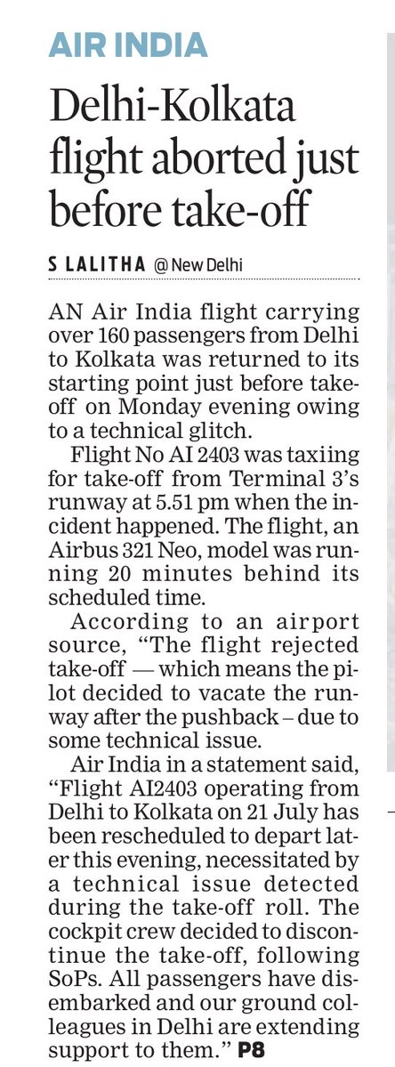Print version of Air India flight incident: