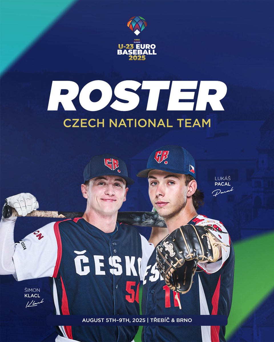 baseballczech_'s tweet image. With this roster, the "U23s" will try to conquer the European summit! ✊🏻🇨🇿
Tickets 📲 u23eurobaseball.cz
#baseballczech