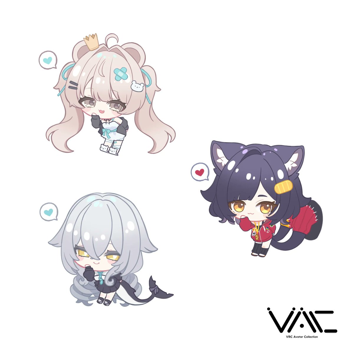 VRC_AvaColle's tweet image. 7/27 VketReal グッズ情報!
「ちょこんとステッカー
rurune/ミルフィ/AZUKI」
価格: 各300円
イラストレーター: @_cab8d9_
#VketReal