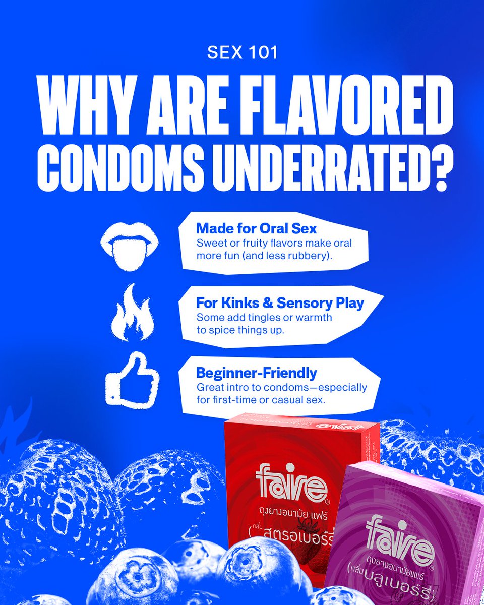 _faireplay's tweet photo. SEX 101: Why are flavored-condoms underrated? 

Flavored condoms aren’t just for oral —
perfect din for:
👅 Masarap na head (na di lasang rubber)
🔥 Kinky play na may konting tingles
🆕 Casual sex or first-timers
Safe at masarap? Yes please. https://t.co/wwdhnb8nkU