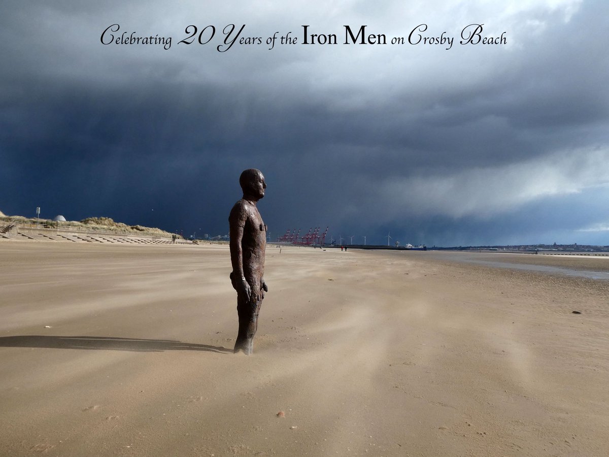 RonDaviesPhoto's tweet image. A late March wind sends sand scouring along the beach. Down to the south dark clouds shed hail and snow showers, a contrast to the bright sunshine here on Crosby beach. @IronMenCrosby #IronMenat20