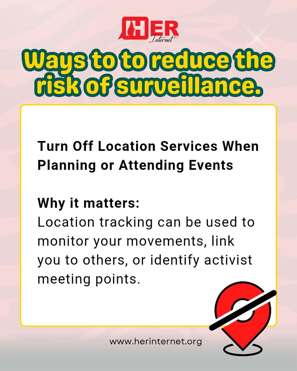 HerInternet's tweet image. From phone tapping and spyware to doxxing and fake leaks, digital threats are used to intimidate, discredit, and isolate, especially for womxn in politics and structurally silenced communities.
Here are four ways to reduce your risk of being watched.
#TechTuesday