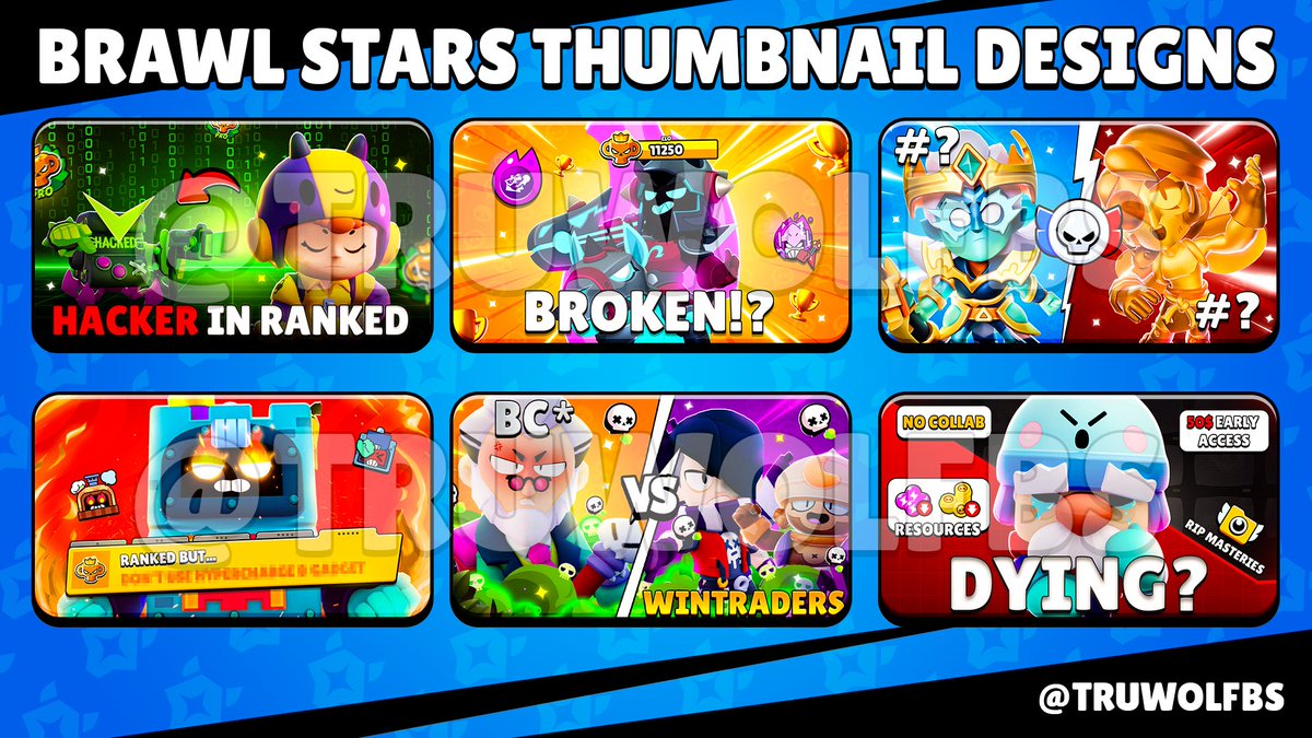TruWolfBS's tweet image. Few Recent BrawlStars Thumbnail Designs 🔥 #BrawlStars #thumbnail