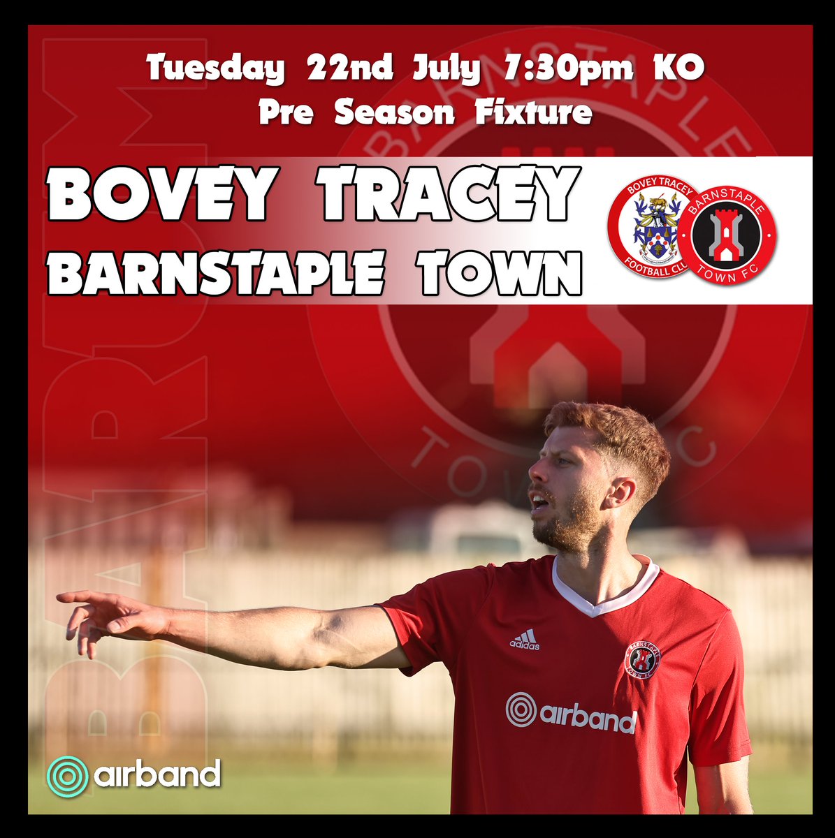 Barnstaple Town Football Club (@official_btfc) on Twitter photo Matchday
Tonight we head down to Bovey Tracey to play our final pre season fixture before the real stuff kicks in on Saturday away at Paulton.
Hope to see as many of you down there tonight as can make it.
Up The Barum!
<a href="/NonLeagueHQ1/">NonLeagueHQ</a> <a href="/swsportsnews/">South West Sports News</a> Matchday
Tonight we head down to Bovey Tracey to play our final pre season fixture before the real stuff kicks in on Saturday away at Paulton.
Hope to see as many of you down there tonight as can make it.
Up The Barum!
<a href="/NonLeagueHQ1/">NonLeagueHQ</a> <a href="/swsportsnews/">South West Sports News</a>
