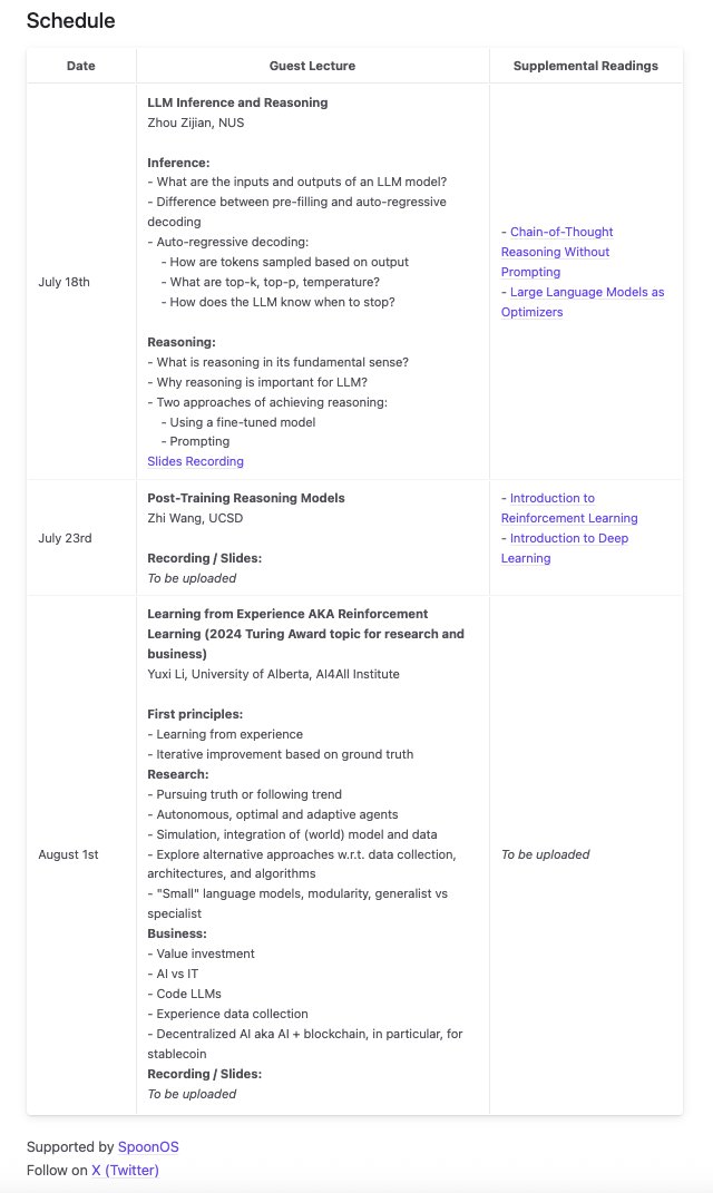 In case you haven’t visited our Co-learning site yet: it lays out SpoonOS AI Co-learning’s goals &amp; scope, the full lecture guest lineup, and the agenda for every planned session.
Next session is tomorrow (3AM UTC | July 23, 2025)—don’t miss it!
xspoonai.github.io/spoon-colearni…