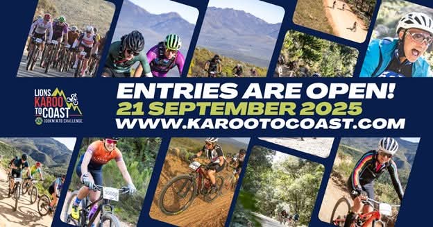 Pedal Power (PPA) (@pedalpowerppa) on Twitter photo The Lions Karoo to Coast returns on Sunday, 21 September 2025, and we want YOU back on the start line!
Whether you ride for the views, the finish line or to give the gift of sight, your entry makes a difference. 
For more info and to enter now visit karootocoast.com The Lions Karoo to Coast returns on Sunday, 21 September 2025, and we want YOU back on the start line!
Whether you ride for the views, the finish line or to give the gift of sight, your entry makes a difference. 
For more info and to enter now visit karootocoast.com