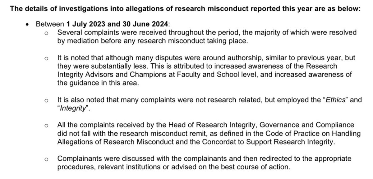 AstroMikeMerri's tweet image. An analysis of universities’ research integrity statements, and prevalence of misconduct has been published (ukcori.org/our-work/analy…).
So I took a look at my own university’s statement on misconduct (nottingham.ac.uk/research/docum…).
The brevity & level of incoherence was… troubling.
