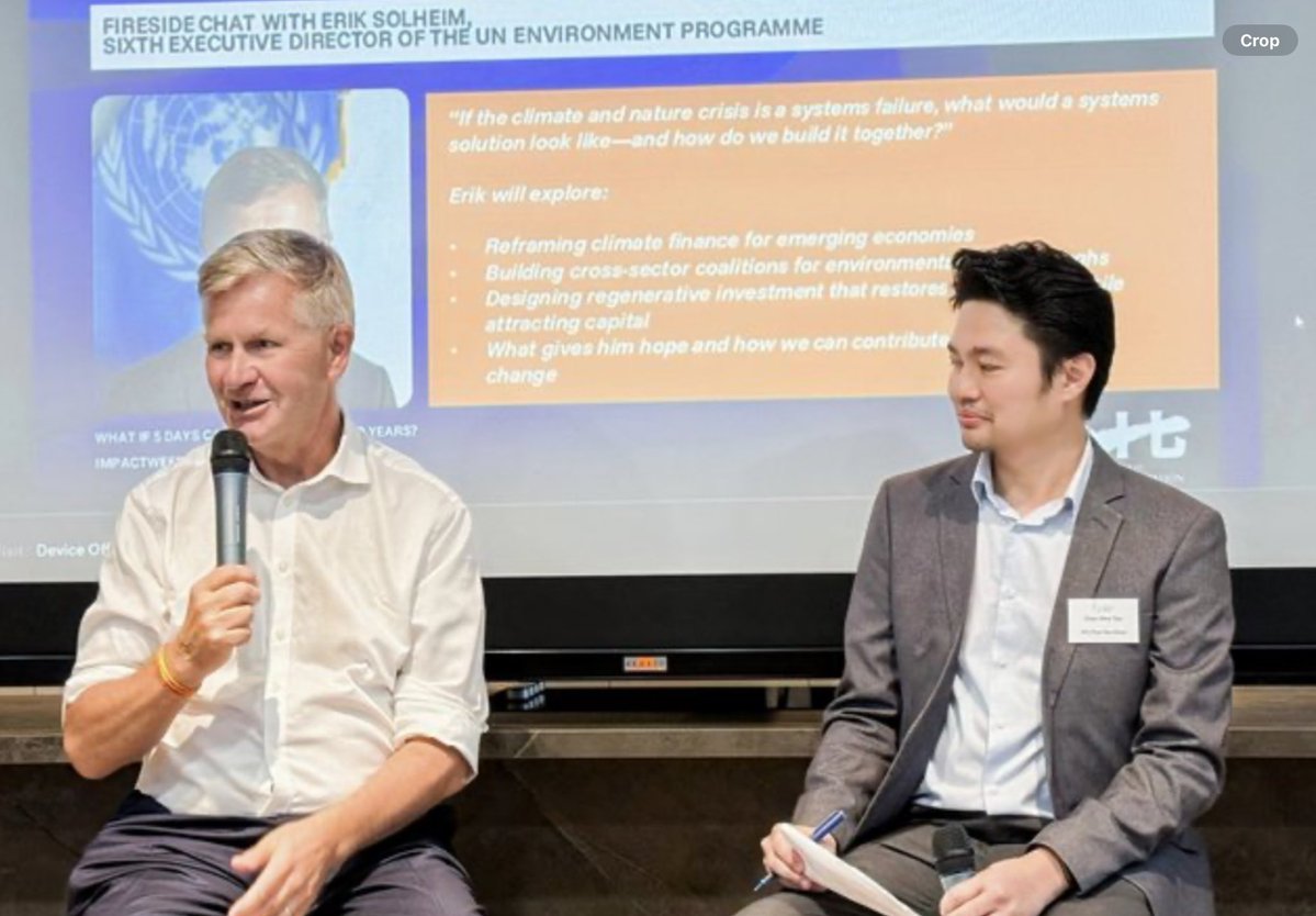 ErikSolheim's tweet image. What if Nature Can heal Through Us?
I was excited to be invited to fireside chat in Singapore 🇸🇬 hosted by NO.17 Foundation.
The great news is that for the first time in modern history there is a path to prosperity which combines ecology and economy. Solar and wind are the…