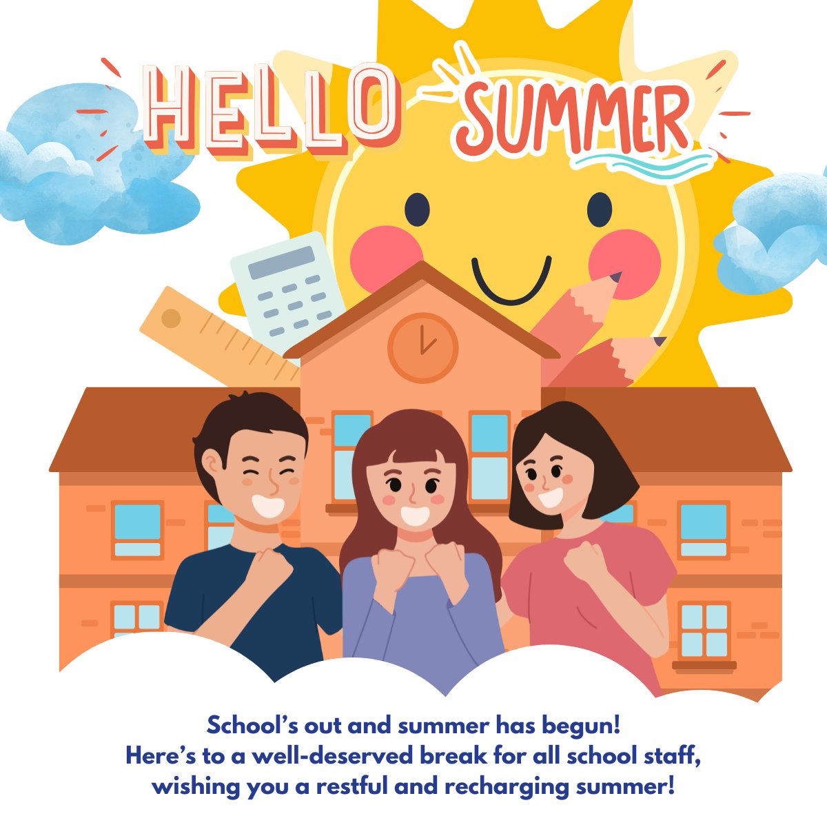 School’s out—enjoy the summer! 🌞

Thank you to all teachers, leaders, and staff for your dedication. Take this time to rest, recharge, and do what you love—you’ve earned it.

Have a fantastic summer break from all of us at #Applicaa. We’ll be here for your next chapter. 💛