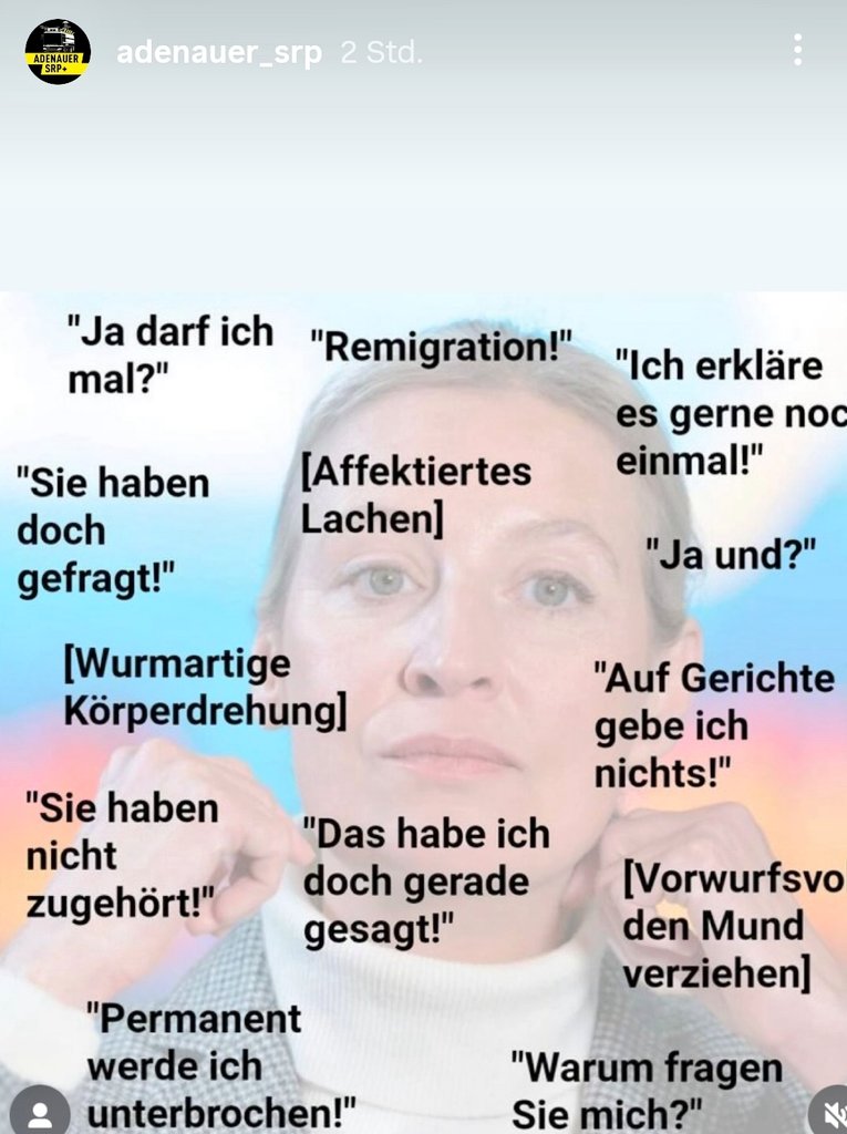 kabo7210's tweet image. Das ARD Sommerinterview mit #ScheißAfD in einem Bild zusammengefasst... oder besser gesagt, JEDES Interview 🙄
Danke @politicalbeauty #AdenauerSRP