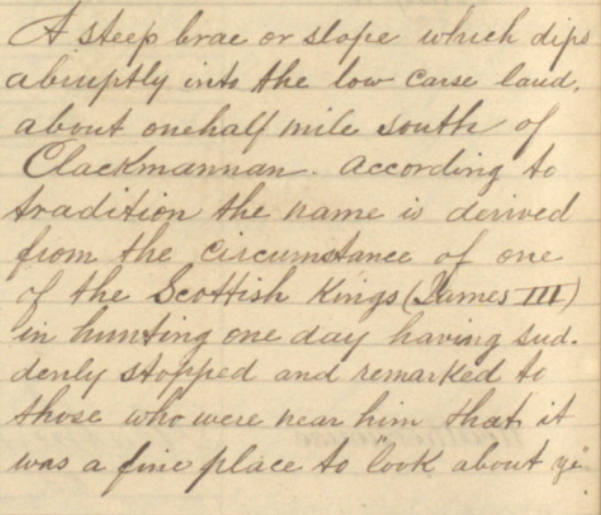 ScotlandsPeople's tweet image. Ordnance Survey Name Books were the first to record all of Scotland’s place names, sometimes capturing legends explaining these names.
"Lookaboutye Brae", Clackmannanshire was said to have derived from a Scottish King’s hunting trip.
Find out more 👇
bit.ly/OSNBGuide