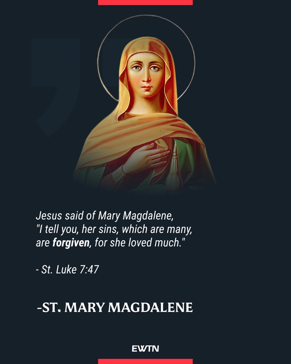 EWTN's tweet image. Why does the Church celebrate Saint Mary Magdalene? The Church celebrates St. Mary Magdalene because of her example of virtue and loyalty to Christ. She was a devoted disciple of Jesus. For an eBook of prayers for the conversion of a loved one: missions.ewtn.com/seasonsandfeas…