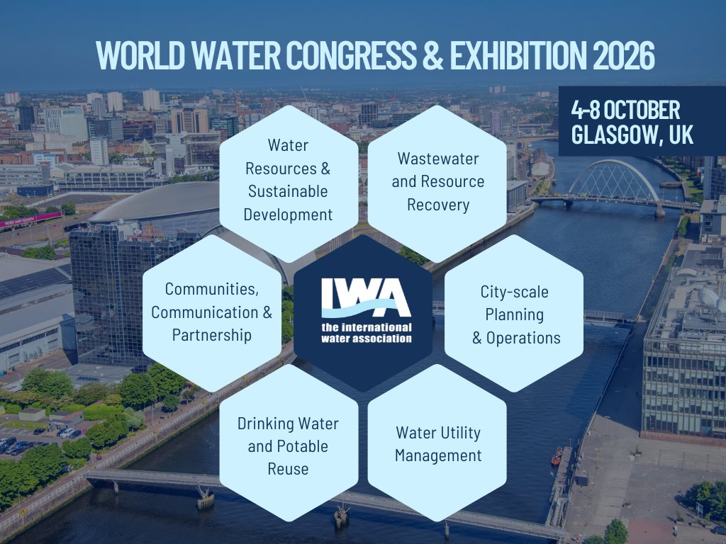IWAHQ's tweet image. The Call for Content for the IWA #WorldWaterCongress & Exhibition 2026 is underway!
π 4β8 October 2026 | Glasgow, United Kingdom
ποΈ Submission Deadline: 30 November 2025
π Theme: Water Action β the Path to Resilience and Prosperity
π: worldwatercongress.org/programme/
