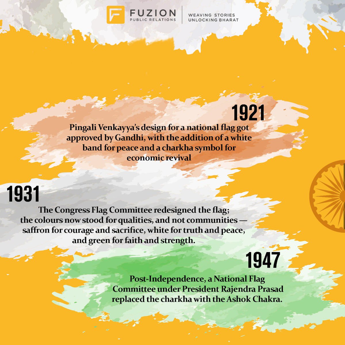 🇮🇳 Do you know the story behind the tricolour we salute today?

Swipe through the journey of how India got its flag and why it still stirs a billion hearts.

#NationalFlagDay #FuzionPR #RegionalIndia #RegionalPR #Trust #Bharat