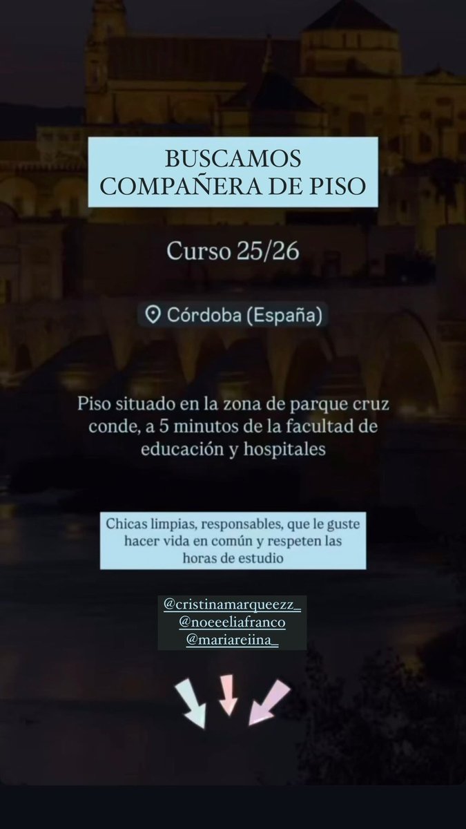 mariiareiina_'s tweet photo. #Cordoba #pisoscordoba #estudiantes
#Educación #UCO #buscopisos
#queydondeestudiar25 https://t.co/VGAveQ9OZf
