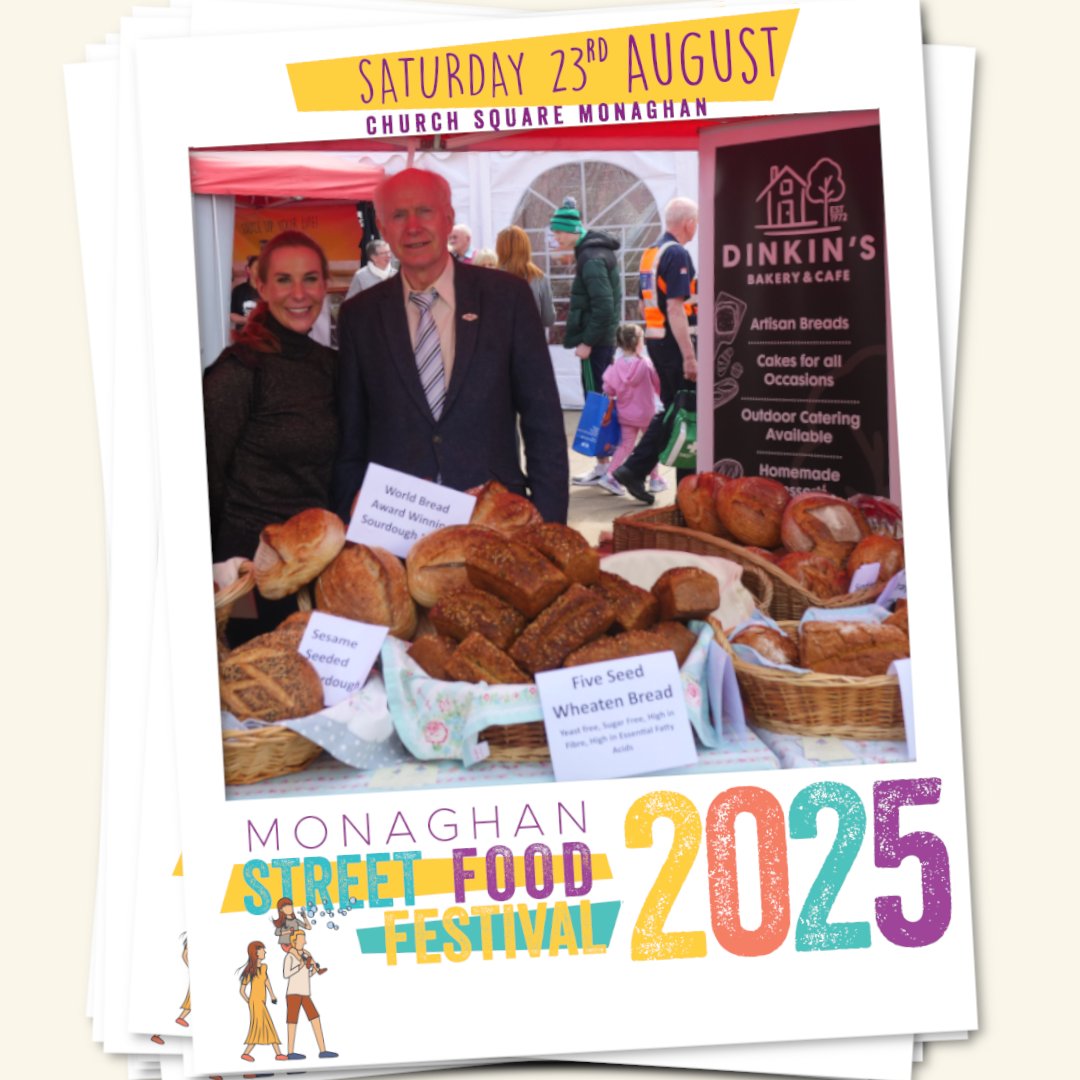 Celebrating 50+ years of sweet success, Dinkins Bakery joins the #MonaghanStreetFoodFestival! 🧁
Cakes, confectionery, and artisan breads you won’t want to miss. #TasteOfMonaghan #SupportLocal