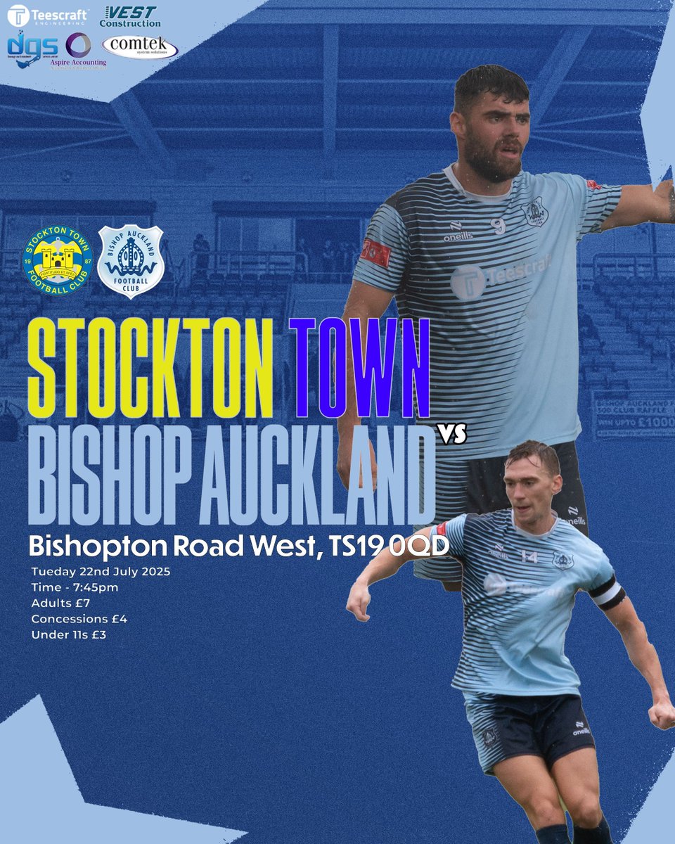 bishopafc's tweet image. 🚨IT'S MATCHDAY!
We continue our pre-season schedule as we face Stockton Town
🆚️ Stockton Town
📅 22nd July
🕑 7:45pm
🏟 Bishopton Road West, TS19 0QD
🎟 Adults £7, Concessions £4, U-11s £3
#TheBishops I #TwoBlues