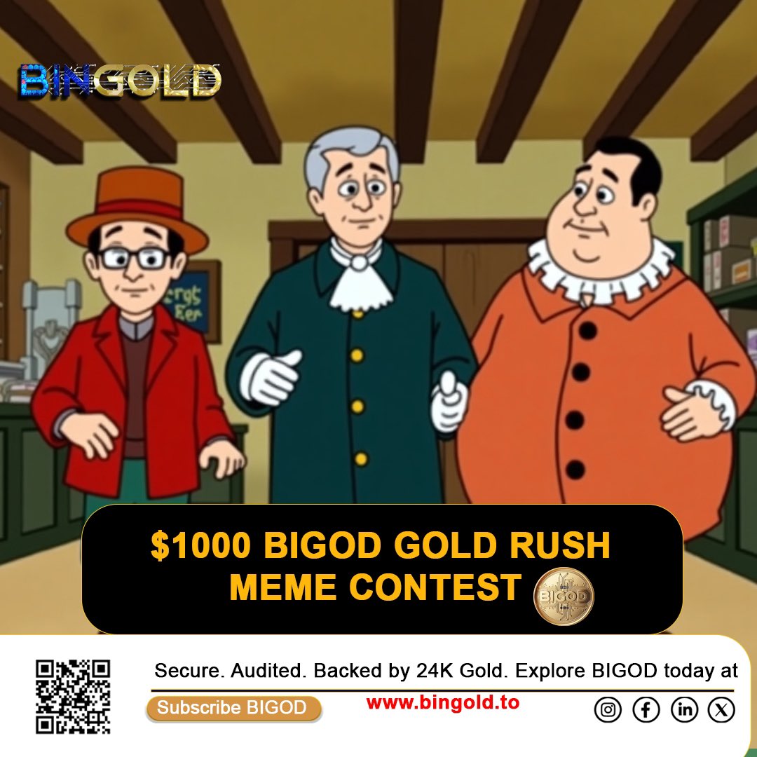 BiGODToken's tweet image. 🧨 1000USDT IN BIGOD GOLD RUSH — MEME CONTEST 🧨
To celebrate our first 1000 investors and BIGOD’s explosive growth, we're giving away 1000USDT in BIGOD Tokens to the top 10 meme creators!
🎯 Make a meme about:
✨ BIGOD’s gold-backed rise
✨ 24K real gold meets digital power
✨…