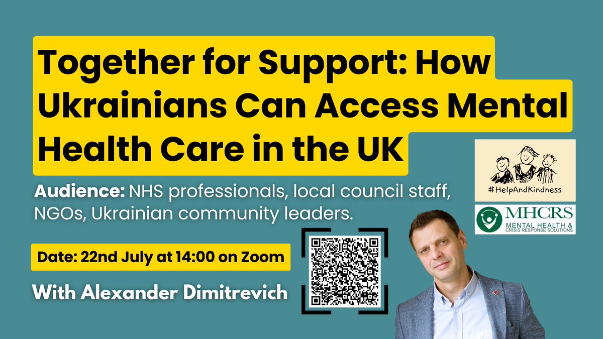 Less than 3 hours until our 3rd Webinar is live! 💻 🇺🇦 

Read the article below to find the Zoom Link for Together for Support: How Ukrainians Can Access Mental Health Care in the UK.

🔗👉 ow.ly/PTlB50WswMw

#Ukrainians #Ukraine #Україна #MentalHealth #HelpandKindness