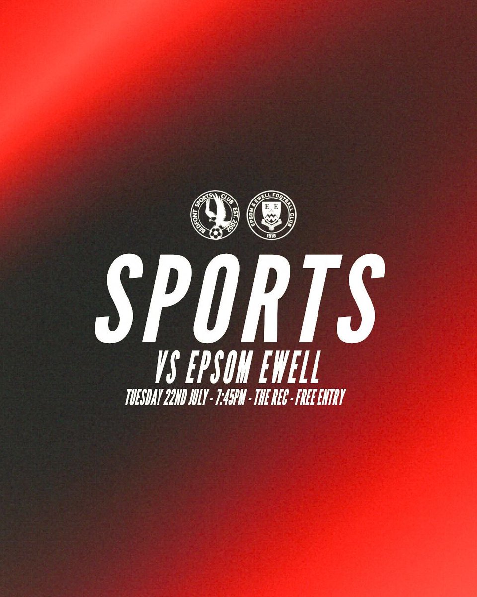 BSFC_Official's tweet image. ⚽️ MATCH DAY ⚽️
@BSFC_Official v @EpsomEwellFC
⏰ 7:45pm KO
📅 22/7/25
📍 Bedfont Sports Recreation Ground
Hatton Road, TW14 9QS
FREE ENTRY