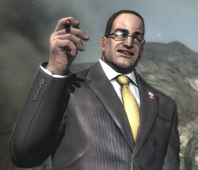 f1_headassery's tweet image. Fictional Character Team Rep of the Day No° 0111:
Senator Armstrong is a Ford fan