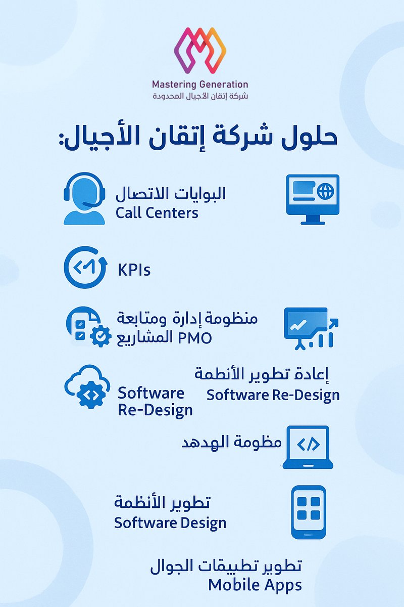 icactsseha's tweet photo. هل تبحث عن حلول تقنية متكاملة؟
شركة إتقان الأجيال تقدّم خدمات احترافية تشمل:
✅ Call Centers
✅ Web Portals
✅ KPIs &amp; PMO
✅ Software Design &amp; Re-Design
✅ AL HUDHUD ERP
✅ Mobile Apps
ابدأ رحلة التحوّل الرقمي اليوم!
#إتقان_الأجيال #حلول_رقمية #تحول_رقمي https://t.co/dJvNLh0fYJ