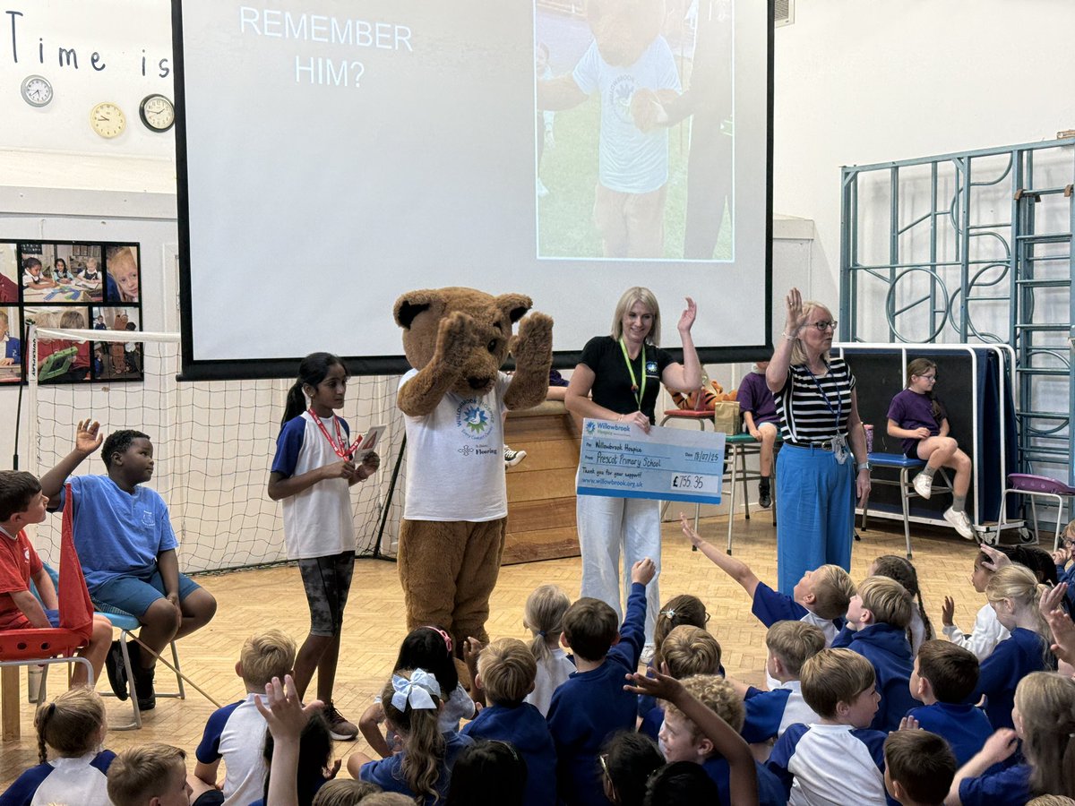 PCPPilots's tweet image. Last week, we had some visitors from Willowbrook Hospice. Brookie Bear came and revealed to the children how much they raised for the Masked Racer. A huge thank you to all grown ups for helping us raise so much for a good local cause. The event was a massive success!