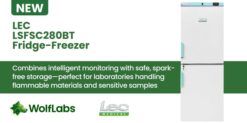 wolflabsuk's tweet image. 🧊Now available at WolfLabs!
The @LecMedical LSFSC280BT spark-free lab fridge–freezer is here—safe, connected, & built for secure sample storage.
✔️Bluetooth monitoring
✔️Dual temperature zones
✔️Spark-free interior for flammable storage
Read more: wolflabs.co.uk/laboratory-equ…