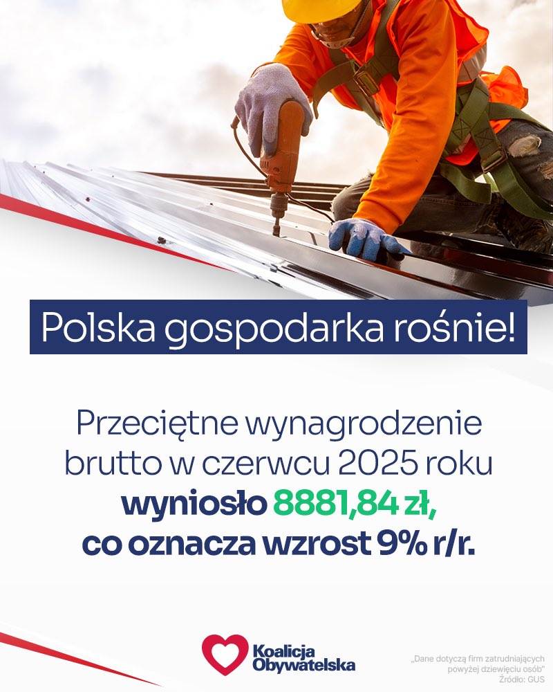 Platforma_org's tweet image. 📊 Dane GUS: średnie wynagrodzenie w czerwcu wyniosło 8881,84 zł brutto - to wzrost o 9% r/r❗️