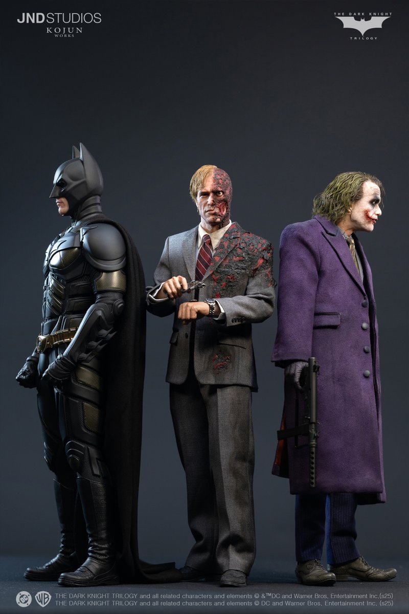 CollectJND's tweet image. Dear Collectors,
 
We are excited to share the second phase of pics for the KOJUN Works 1/6 Harvey Dent &amp;amp; Two-Face collectible.

Today’s reveal highlights the Dark Knight Trio — showcasing Harvey Dent, Batman, and the final mass-production version of the Joker side by side. This…