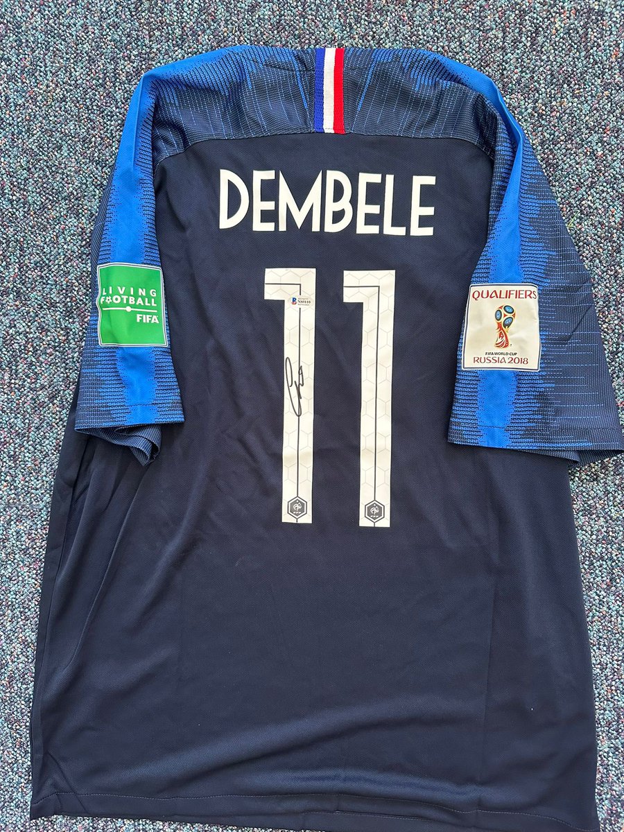 _ROMemorabilia_'s tweet image. Signed Dembele France Shirt with Becketts Authenticity which you can verify on the Becketts official webpage ✍️
Can be framed standard with any 2 photos of your choice and name plaque 🖼️