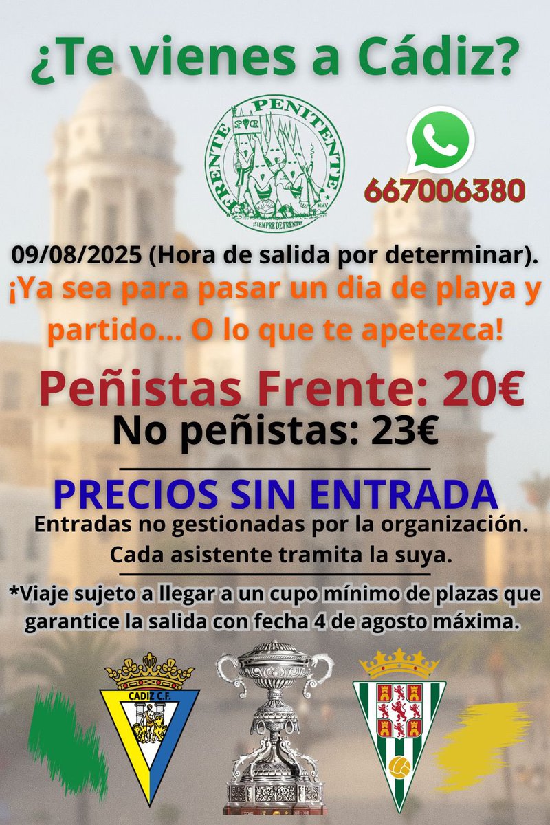 Ganas del primer #OnTour ??? Seguro que no hay mejor sitio que a Cádiz… vente con el Frente, echaremos día espectacular…🤍💚