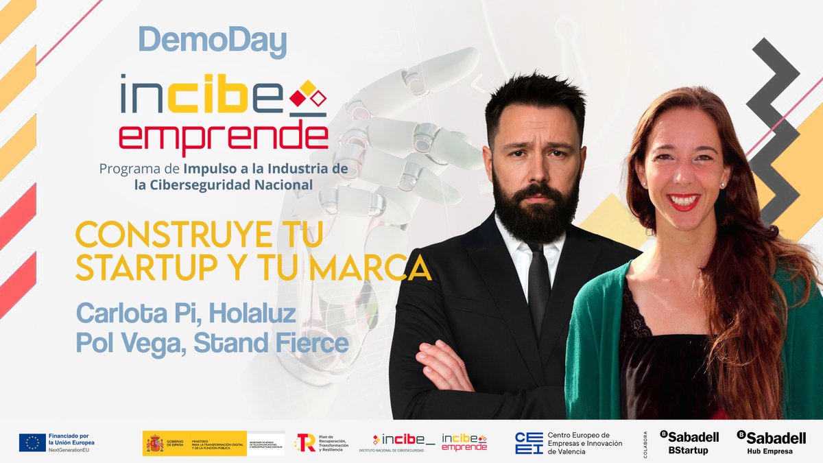 CEEI Valencia (@ceeivalencia) on Twitter photo 💥 Tras meses de incubación en #INCIBEemprende, 10 startups presentarán sus soluciones en el Demo Day.
Además, aprenderás a liderar desde tu marca con Pol Vega <a href="/Stand_Fierce/">StandFierce</a> y conocerás el caso de <a href="/HolaLuzcom/">Holaluz</a> con Carlota Pi.
🗓️ 15/09 #SabadellHubEmpresa
ceeivalencia.emprenemjunts.es/?op=14&n=24794 💥 Tras meses de incubación en #INCIBEemprende, 10 startups presentarán sus soluciones en el Demo Day.
Además, aprenderás a liderar desde tu marca con Pol Vega <a href="/Stand_Fierce/">StandFierce</a> y conocerás el caso de <a href="/HolaLuzcom/">Holaluz</a> con Carlota Pi.
🗓️ 15/09 #SabadellHubEmpresa
ceeivalencia.emprenemjunts.es/?op=14&n=24794